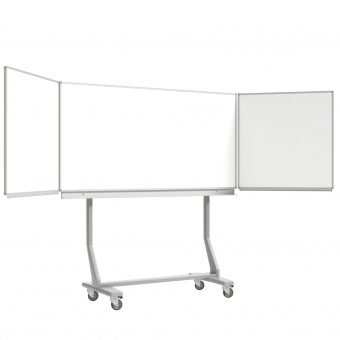 Klapp-Tafel fahrbar, Mittelfläche 200x100 cm, Flügel 100x100 cm, Stahlemaille weiß, Klapp-Tafel fahrbar, Mittelfläche 200x100 cm, Flügel 100x100 cm, Stahlemaille weiß,
